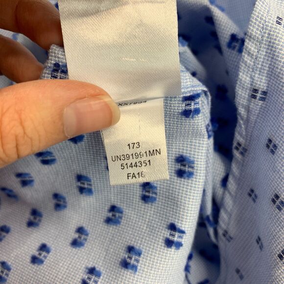 14th & Union Shirt Mens L Large TRIM Fit Sky Blue Cotton Flip Cuff Button Up - Picture 10 of 13